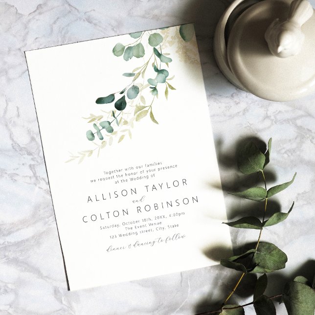 Invitation Mariage de sauge vert d'eucalyptus rustique (Créateur téléchargé)