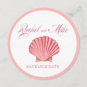 Invitation Mariage de Scallop Seashell Beach   rose