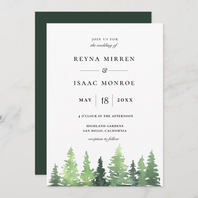 Invitation Mariage de scène de forêt rustique (Devant / Derrière)