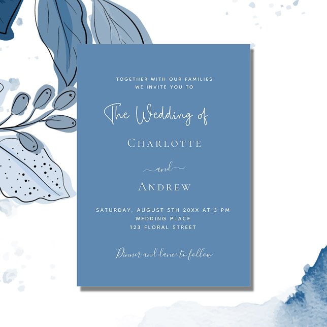 Invitation Mariage de script bleu foncé (Créateur téléchargé)