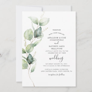 Invitation Mariage de script botanique Eucalyptus Greenery