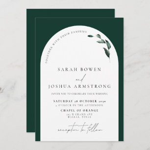 Invitation Mariage de script botanique vert émeraude moderne