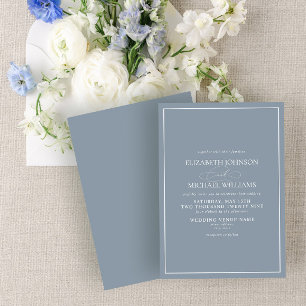 Invitation Mariage de script classique bleu foncé
