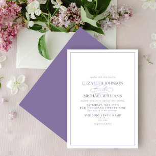 Invitation Mariage de script classique Lavender Lilac