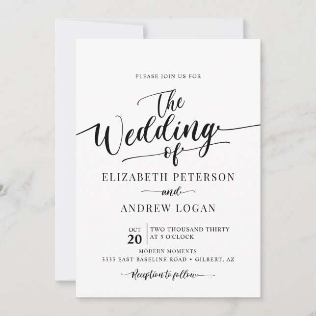 Invitation Mariage de script classique moderne (Devant)