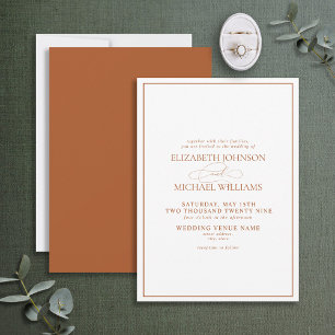 Invitation Mariage de script classique orange brûlé