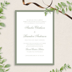 Invitation Mariage de script de bordure vert de la taille cla