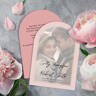 Invitation Mariage de script de calligraphie de photo rose