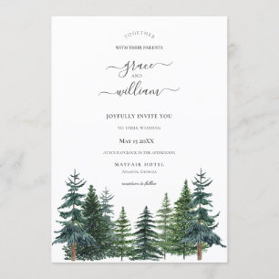 Invitation Mariage de script de calligraphie des arbres fores