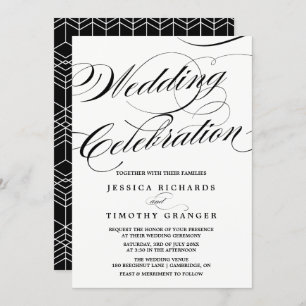 Invitation Mariage de script de calligraphie noir et blanc