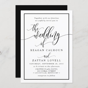 Invitation Mariage De Script De Calligraphie Noir Et Blanc Ch