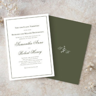 Invitation Mariage de script de calligraphie verte classique