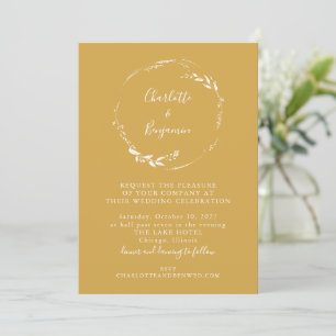 Invitation Mariage de script de courtoisie florale jaune pous