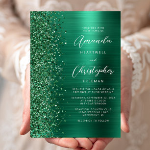 Invitation Mariage de script de Parties scintillant en métal