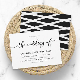 Invitation Mariage de script de relaxation noir et blanc