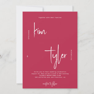 Invitation Mariage de script de signature simple et rose chau