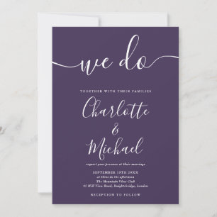 Invitation Mariage de script de signature violet