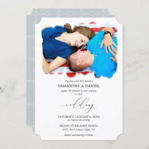 Invitation Mariage de script de type Gris Photo Personnalisé