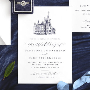 Invitation Mariage de script d'illustration de château Vintag