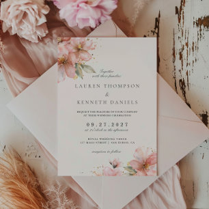 Invitation Mariage de script élégant à florale rose vif