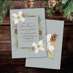 Invitation Mariage de script élégant gris clair hiver