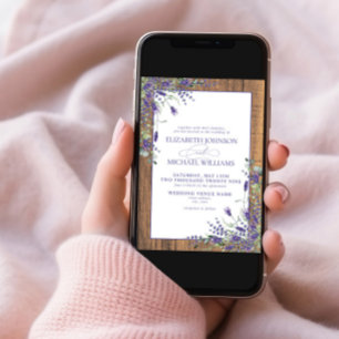 Invitation Mariage de script en bois de Lavande Formelle Euca