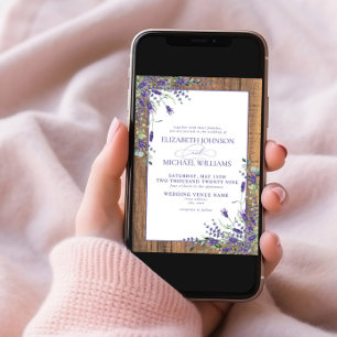 Invitation Mariage de script en bois de Lavande Formelle Euca