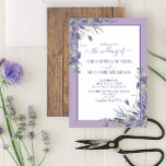 Invitation Mariage de script en bois de Lavande Rustique Euca<br><div class="desc">Ooh, nous sommes si heureux avec cet eucalyptus à la lavande, faire-part de mariage rustique ! Avec typographie en écriture manuscrite, florales botaniques de lavande et d'eucalyptus à l'aquarelle et texture de bois d'écorce miellé. Une partie d'une suite mariage que nous espérons que vous aimez autant que nous : https://www.zazzle.com/collections/lavender_eucalyptus_floral_wood_wedding-119193107197450251...</div>