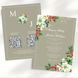 Invitation Mariage de script floral élégant en hiver