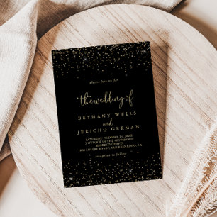 Invitation Mariage de script Gold Confetti Calligraphy
