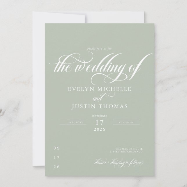 Invitation Mariage de script minimal (Devant)
