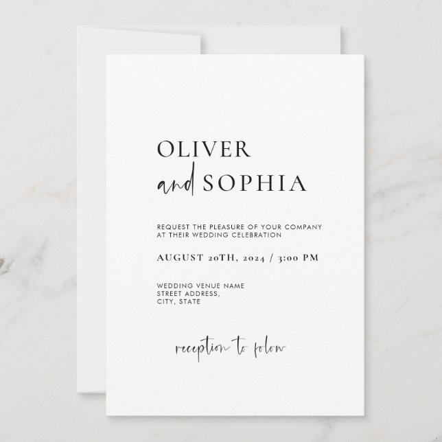 Invitation Mariage de script minimaliste moderne (Devant)