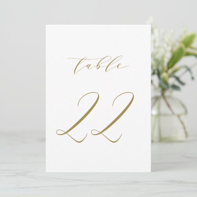 Invitation Mariage de script minimaliste or Numéro de tableau (Debout devant)