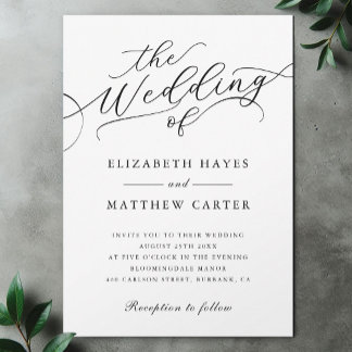 Invitation Mariage de script noir et blanc classique