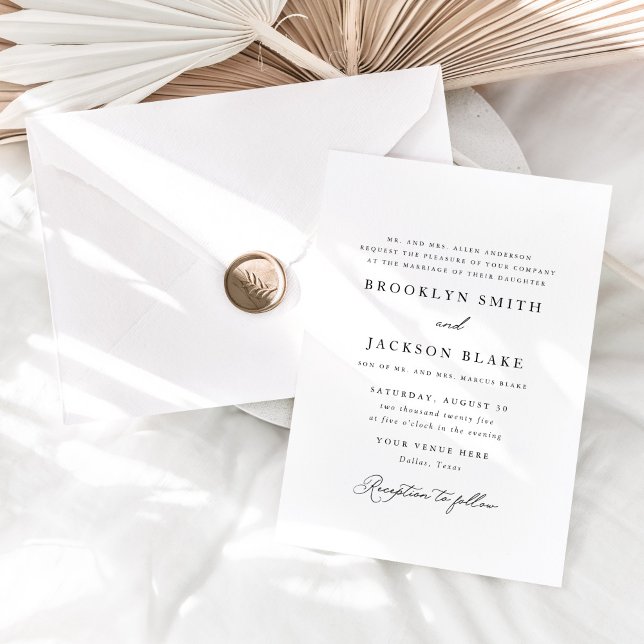 Invitation Mariage de script noir et blanc élégant (Créateur téléchargé)