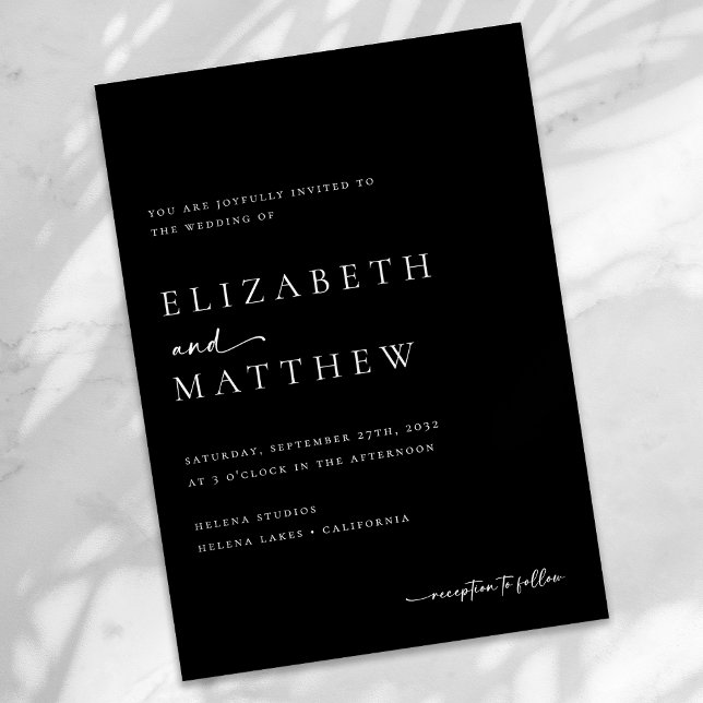 Invitation Mariage De Script Noir Et Blanc Moderne (Créateur téléchargé)