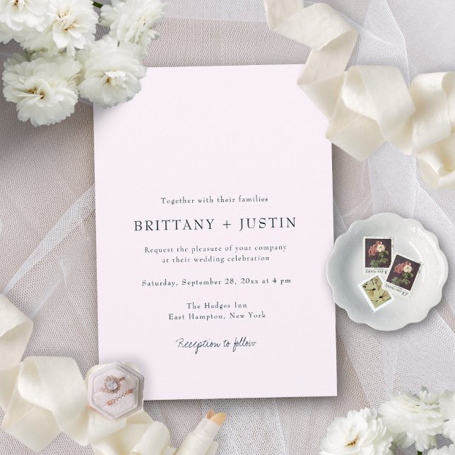 Invitation Mariage de script noir moderne breton avec RSVP (This minimalist invite is perfect for couples who like a modern, elegant look)