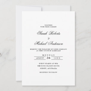 Invitation Mariage de script noir romantique minimaliste