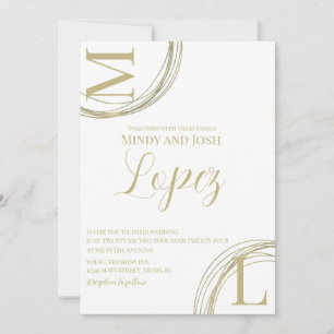 Invitation Mariage de script or Faux Abstrait Rings