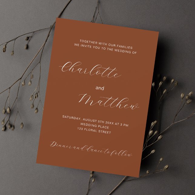 Invitation Mariage de script orange brûlé (Créateur téléchargé)