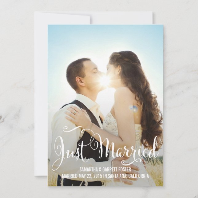 Invitation Mariage de script romantique - Blanc (Devant)