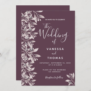 Invitation Mariage de script rose botanique de Cassis