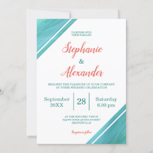 Invitation Mariage de script Turquoise de corail