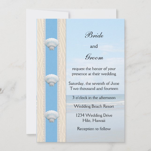 Invitation Mariage de Seashell Beach (Devant)