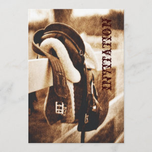 Invitation mariage de selle de cheval de cow-boy rustique de
