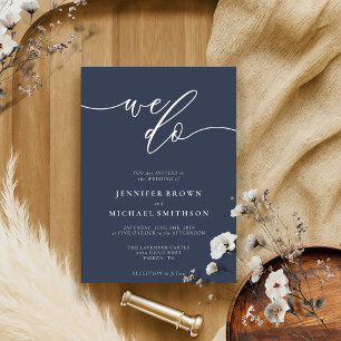 Invitation Mariage de signature moderne de la marine minimale