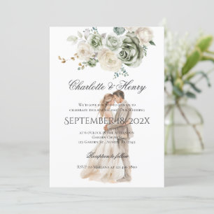 Invitation Mariage de silhouette de mariée et de chambre