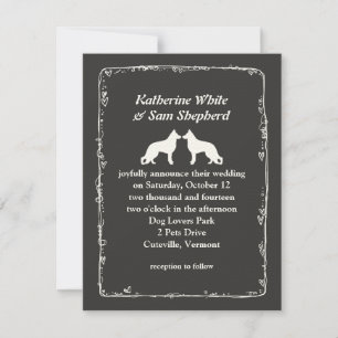 Invitation Mariage de silhouettes de berger allemand blanc