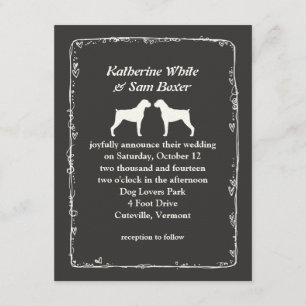 Invitation Mariage de silhouettes de chien de boxe