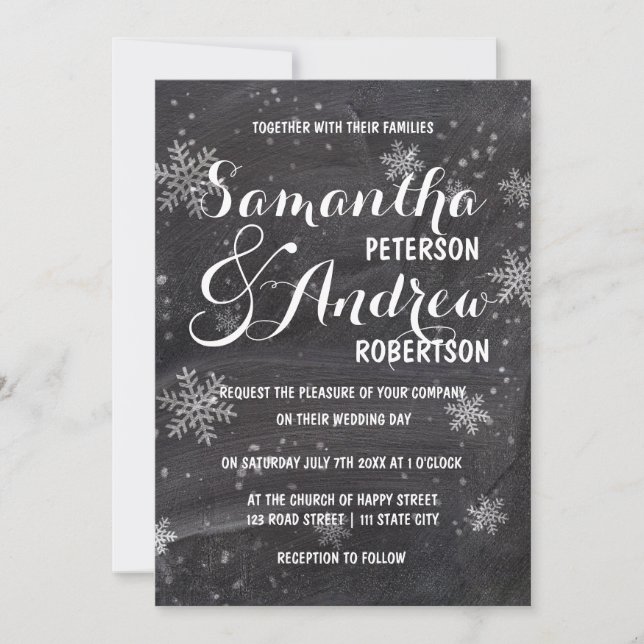 Invitation Mariage de snowflakes de snowflakes d'hiver modern (Devant)